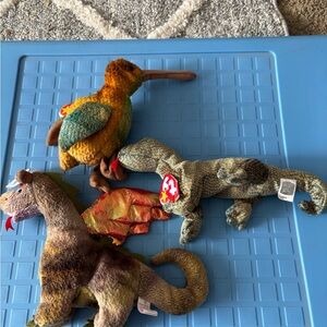 Ty Beanie Babies Plush Toy Set - Brown, Green, and Blue